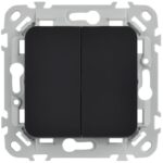 Выключатель проходной 2-кл. СП FLITE ВС62-1-0-ФлЧ 10А механизм черн. IEK FI-V22-0-10-1-K02 — изображение 4