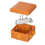 Коробка ответвительная FS 100х100х50мм IP55 5п 450В 20А 10кв.мм с кабельными вводами и клеммниками пластик. DKC FSB11510