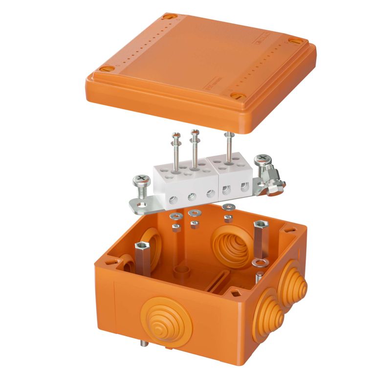 FSB11510_1.jpeg Коробка ответвительная FS 100х100х50мм IP55 5п 450В 20А 10кв.мм с кабельными вводами и клеммниками пластик. DKC FSB11510 — изображение 1