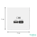 Розетка USB ArtGallery тип A+C 45Вт QC PD высокоскор. ЗУ механизм бел. SE GAL000129 — изображение 4