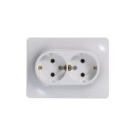 Розетка 2-м СП Glossa 16А IP20 с заземл. в сборе бел. SE GSL000124 — изображение 3