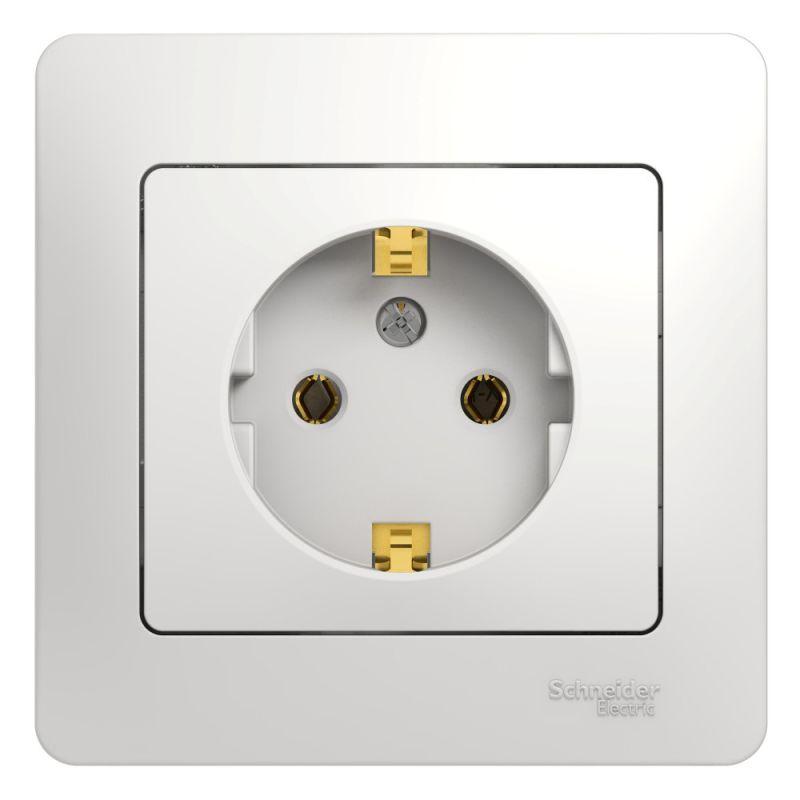 GSL000142_3.jpeg Розетка 1-м СП Glossa 16А IP20 с заземл. в сборе бел. SE GSL000142 — изображение 1