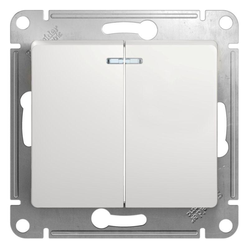 GSL000153_2.jpeg Выключатель 2-кл. СП Glossa 10А IP20 (сх. 5а) 10AX с подсветкой механизм бел. SE GSL000153 — изображение 1