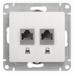 Розетка компьютерная 2-м Glossa RJ45 кат.5E механизм бел. SE GSL000185KK