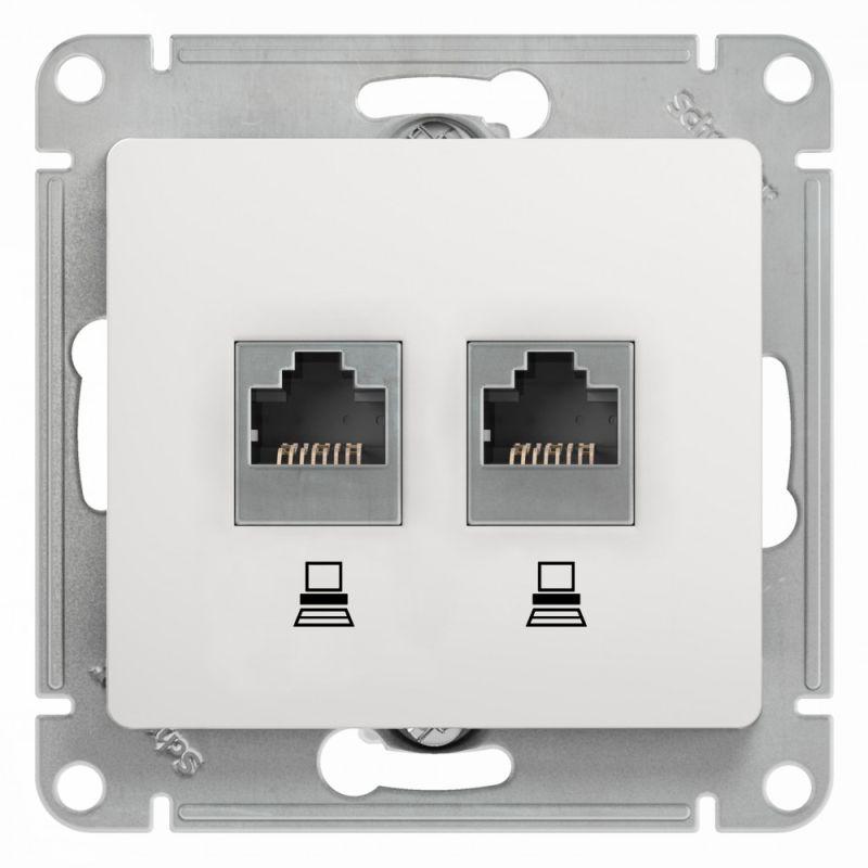GSL000185KK_1.jpeg Розетка компьютерная 2-м Glossa RJ45 кат.5E механизм бел. SE GSL000185KK — изображение 1