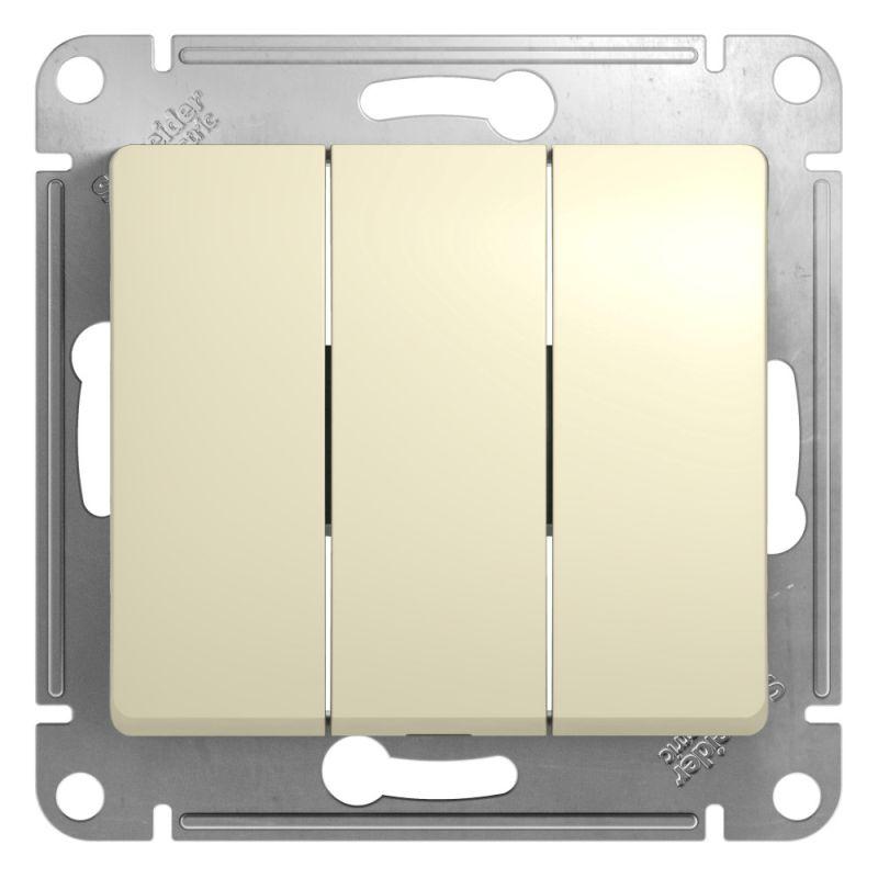 GSL000231_1.jpeg Выключатель 3-кл. СП Glossa 10А IP20 (сх. 1+1+1) 10AX механизм беж. SE GSL000231 — изображение 1