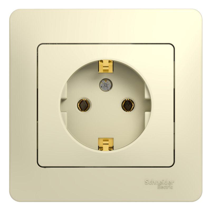 GSL000242_2.jpeg Розетка 1-м СП Glossa 16А IP20 с заземл. в сборе беж. SE GSL000242 — изображение 1
