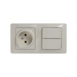 Блок комбинированный Glossa (розетка + 2-кл. выкл.) беж. SE GSL000272 — изображение 4