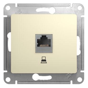 GSL000281K_1.jpeg Розетка компьютерная 1-м СП Glossa RJ45 кат.5E механизм беж. SE GSL000281K — изображение 1