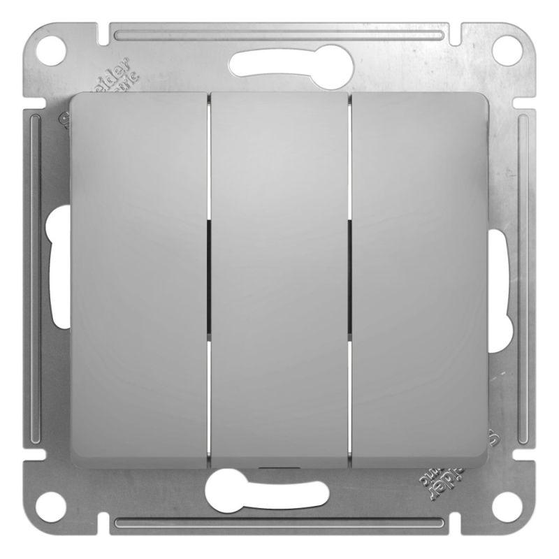 GSL000331_1.jpeg Выключатель 3-кл. СП Glossa 10А IP20 (сх. 1+1+1) 10AX механизм алюм. SE GSL000331 — изображение 1
