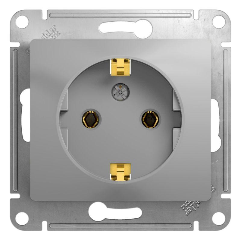 GSL000343_1.jpeg Розетка 1-м СП Glossa 16А IP20 с заземл. механизм алюм. SE GSL000343 — изображение 1