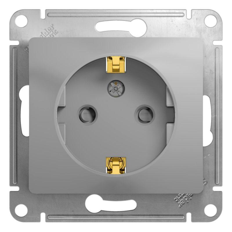 GSL000345_1.jpeg Розетка 1-м СП Glossa 16А IP20 с заземл. защ. шторки механизм алюм. SE GSL000345 — изображение 1