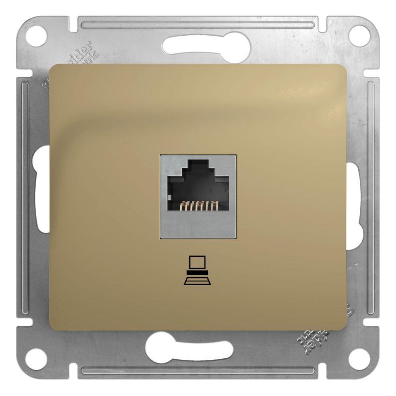 GSL000481K_1.jpeg Розетка компьютерная 1-м СП Glossa RJ45 кат.5E механизм титан SE GSL000481K — изображение 1
