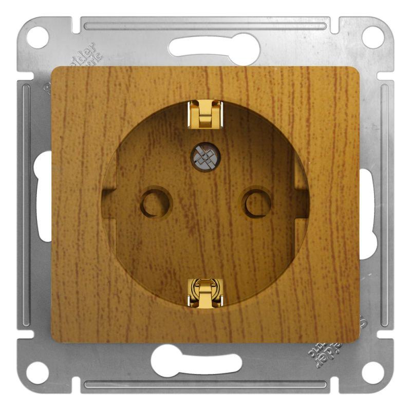 GSL000545_1.jpeg Розетка 1-м СП Glossa 16А IP20 с заземл. защ. шторки механизм дерево дуб SE GSL000545 — изображение 1