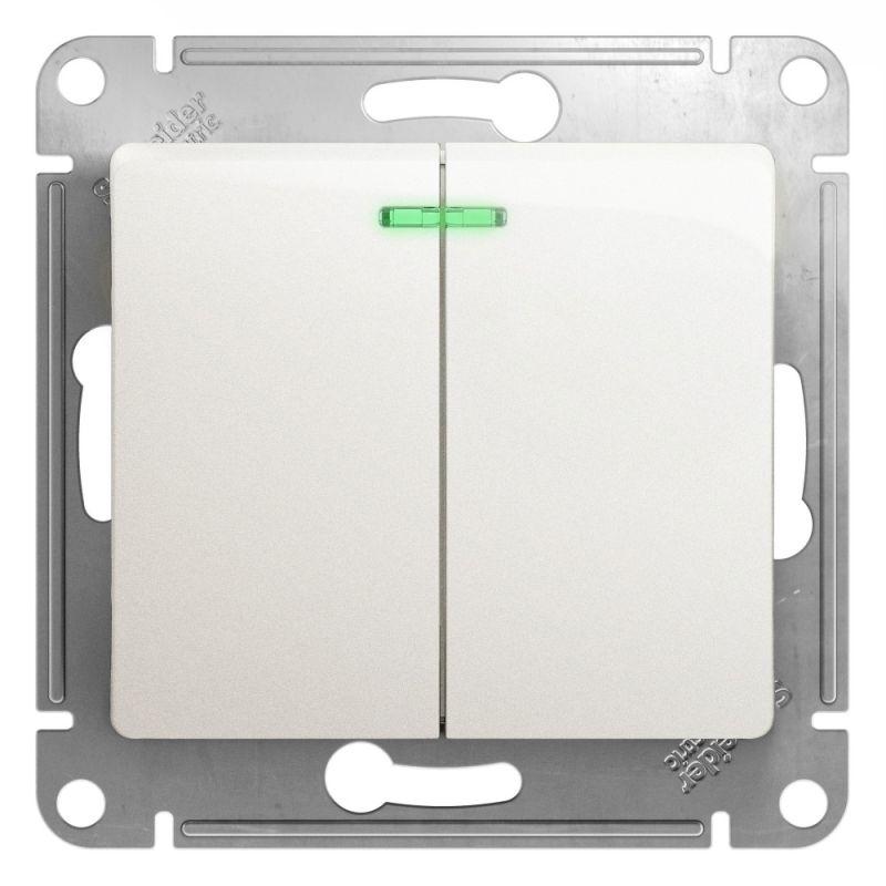 GSL000653_2.jpeg Выключатель 2-кл. СП Glossa 10А IP20 (сх. 5а) 10AX с подсветкой механизм перламутр. SE GSL000653 — изображение 1