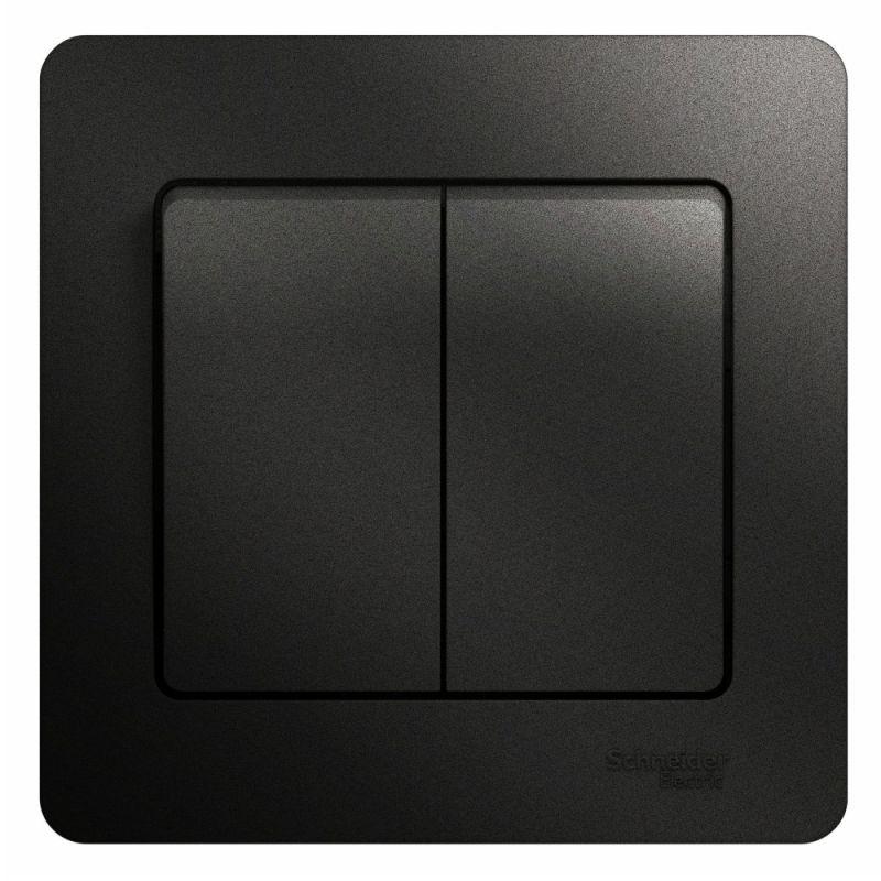 GSL000752_1.jpeg Выключатель 2-кл. СП Glossa 10А IP20 (сх. 5) 10AX в сборе антрацит SE GSL000752 — изображение 1
