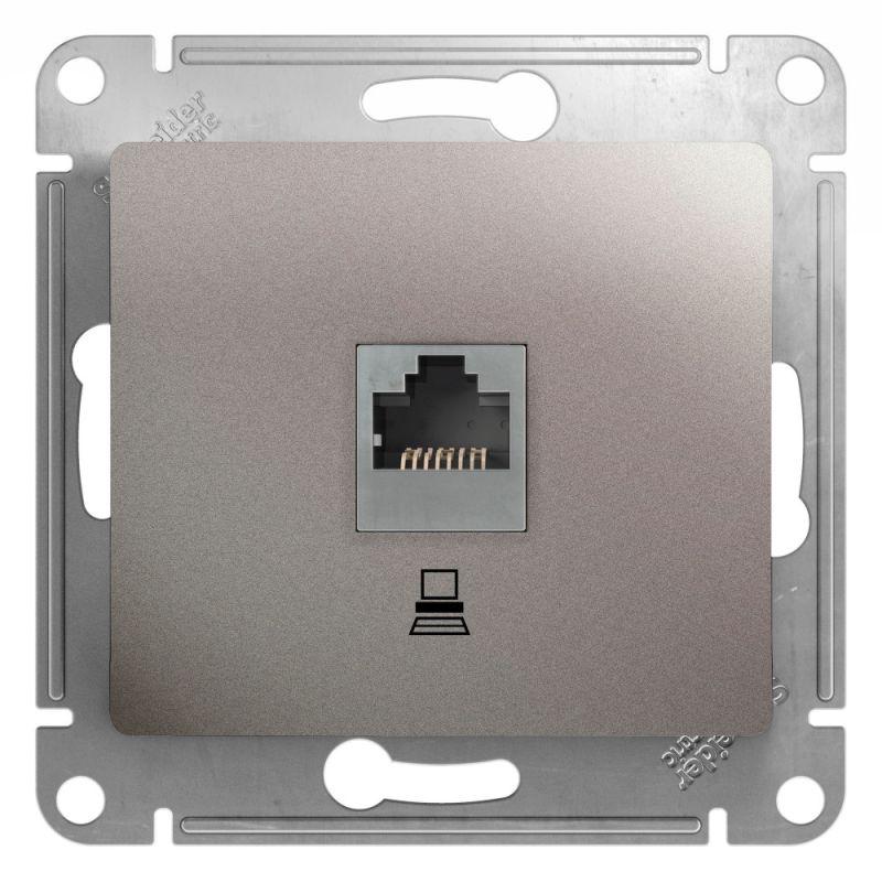 GSL001281K_1.jpeg Розетка компьютерная 1-м Glossa RJ45 кат.5E механизм платина SE GSL001281K — изображение 1