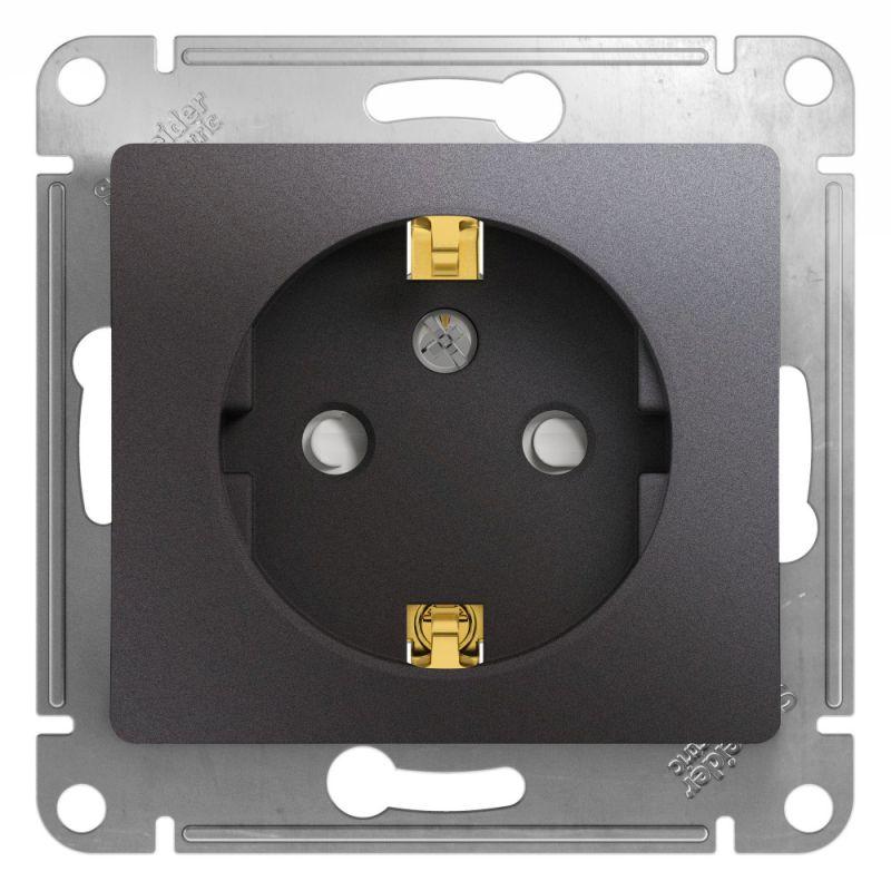 GSL001345_1.jpeg Розетка 1-м СП Glossa 16А IP20 250В с заземл. защ. шторки механизм графит SE GSL001345 — изображение 1