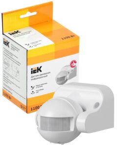 Детектор движения ДД 009 1100Вт угол. обз. 180град. IP44 бел. IEK LDD10-009-1100-001 — изображение 2