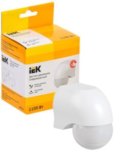 Детектор движения ДД 010 1100Вт угол. обз. 180град. IP44 бел. IEK LDD10-010-1100-001 — изображение 2