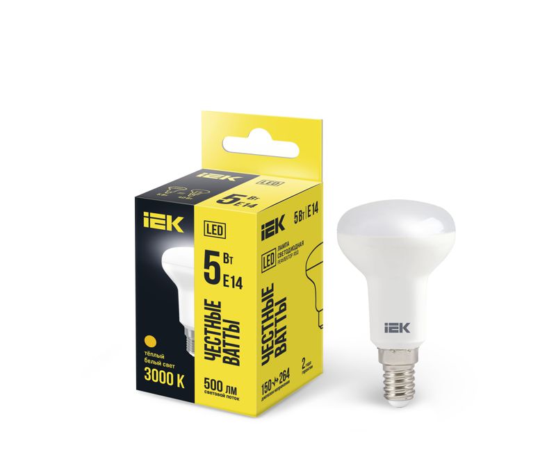 LLE-R50-5-230-30-E14_1.jpeg Лампа светодиодная R50 5Вт 3000К тепл. бел. E14 450лм 230-240В IEK LLE-R50-5-230-30-E14 — изображение 1