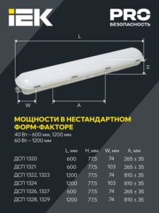Светильник светодиодный ДСП 1320 20Вт 5000К IP65 600мм пластик сер. IEK LT-DSP0-1320-020-50-K01 — изображение 3