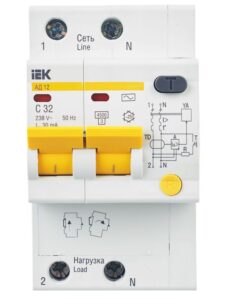 Выключатель автоматический дифференциального тока 2п C 32А 30мА тип AC 4.5кА АД-12 KARAT IEK MAD10-2-032-C-030 — изображение 2