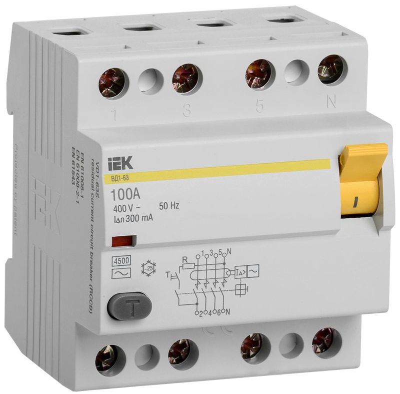 MDV10-4-100-300_1.jpeg Выключатель дифференциального тока (УЗО) 4п 100А 300мА тип AC ВД1-63 KARAT IEK MDV10-4-100-300 — изображение 1