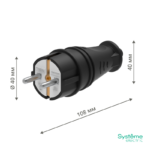 Вилка прямая MultiSet 16А 250В IP44 с заземл. каучук черн. SE MST4001BK — изображение 2