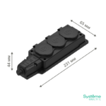 Колодка удлинителя 3-м MultiSet 16А 250В IP44 с заземл. каучук черн. SE MST4103BK — изображение 4
