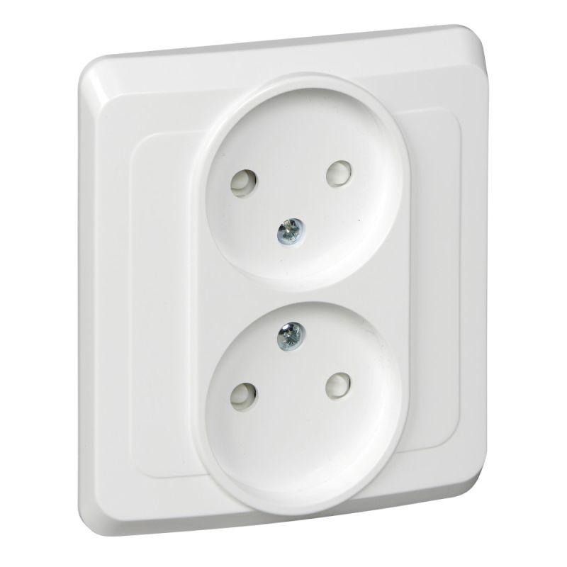 PC16-006B_1.jpeg Розетка 2-м СП Этюд 16А IP20 250В без заземл. защ. шторки бел. SE PC16-006B — изображение 1
