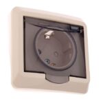 Розетка 1-м СП Этюд 16А IP44 250В с заземл. защ. шторки крем. SE PC16-044K — изображение 2