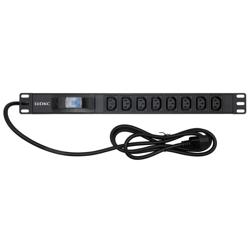 R519IEC8CBC14_1.jpeg Блок розеток 8-м 10А IEC 60320 C13 для 19дюйм шкафов автомат защиты DKC R519IEC8CBC14 — изображение 1