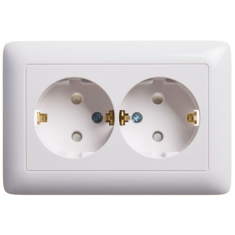 RS16-231-B_1.jpeg Розетка 2-м СП Хит 16А IP20 с заземл. защ. шторки бел. SE RS16-231-B — изображение 1