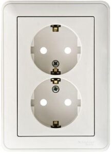 Розетка 2-м СП W59 16А IP20 с заземл. защ. шторки в сборе бел. SE RS16-255-18 — изображение 2
