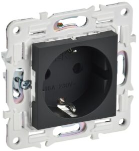 Розетка SKANDY 16А с заземл. защ. шторки SK-R04G графит IEK SK-R14-16-K53