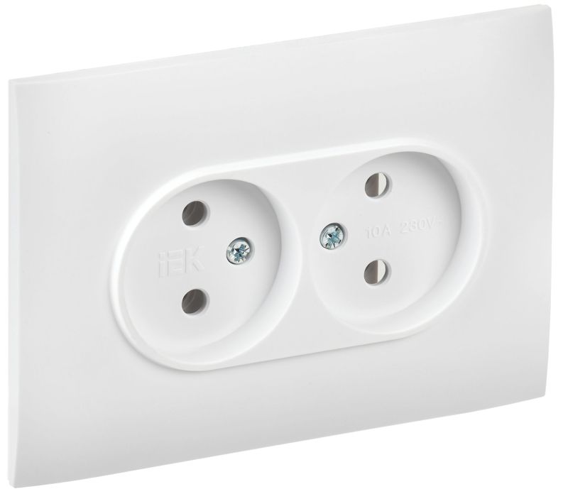 SK-R20-10-K01-F_1.jpeg Розетка 2-м SKANDY 10А без заземл. без защ. шторок в сборе SK-R10W арктич. бел. IEK SK-R20-10-K01-F — изображение 1