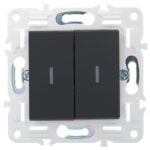 Выключатель проходной 2-кл. SKANDY 10А SK-V10G с индикацией графит IEK SK-V22-1-10-K53 — изображение 4