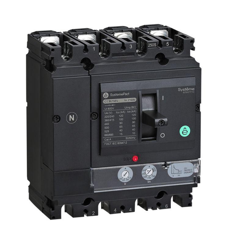 SPC160F160L4DF_1.jpeg Выключатель автоматический SYSTEMEPACT CCB160 36кА 4P4D TMD160 рычаг SE SPC160F160L4DF — изображение 1