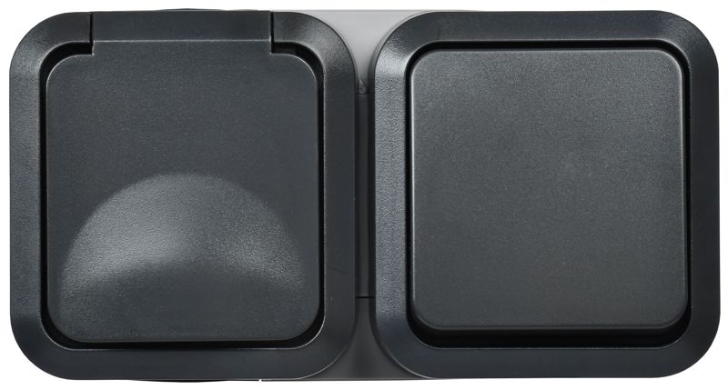 TS-G10-6-55-V-K53_1.jpeg Блок ОП розетка + выключ. горизонт. TORS 16А IP55 TS142 графит IEK TS-G10-6-55-V-K53 — изображение 1