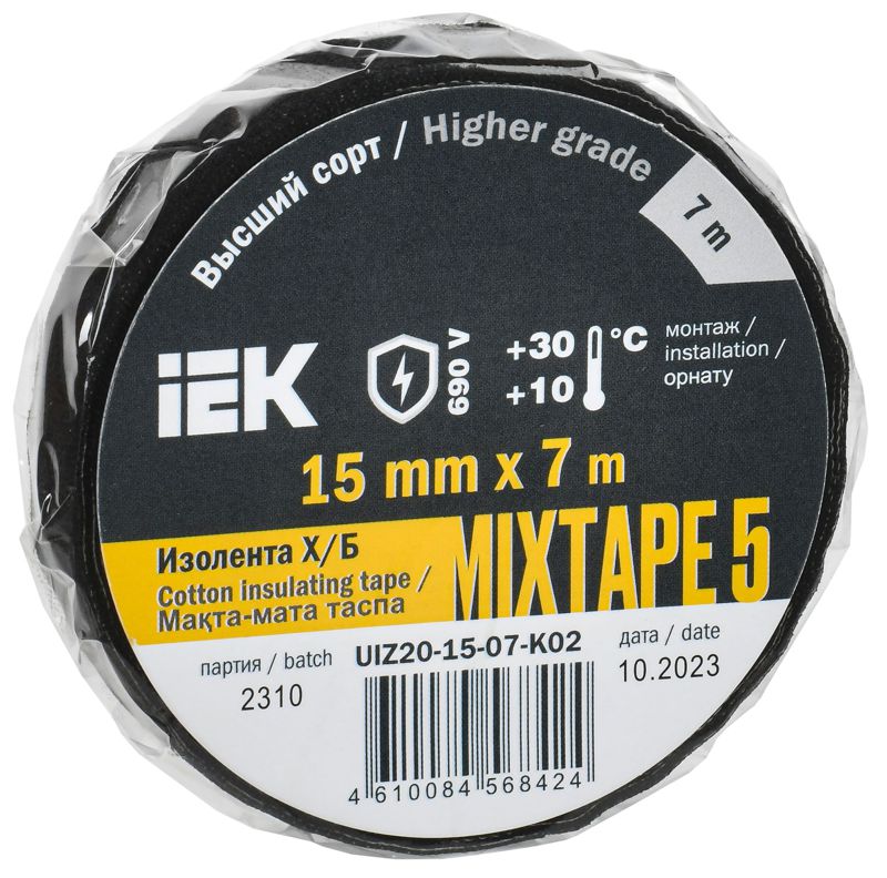 UIZ20-15-07-K02_1.jpeg Изолента Х/Б 15мм 7м MIXTAPE 5 IEK UIZ20-15-07-K02 — изображение 1