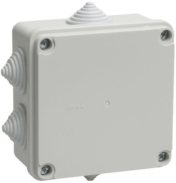 UKO11-100-100-050-K41-44_1.jpeg Коробка распаячная ОП 100х100х50 IP44 KM41233 (6 каб. ввод.) IEK UKO11-100-100-050-K41-44 — изображение 1