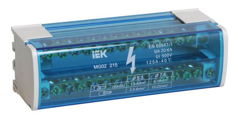 YND10-2-15-125_1.jpeg Шина на DIN-рейку в корпусе (кросс-модуль) ШНК 2х15 L+PEN IEK YND10-2-15-125 — изображение 1