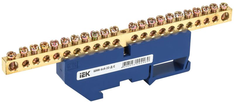 YNN10-69-22D-K07_1.jpeg Шина нулевая на DIN-изоляторе ШНИ-6х9-22-Д-С IEK YNN10-69-22D-K07 — изображение 1