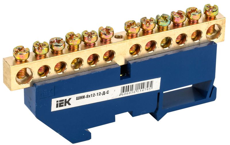 YNN10-812-12D-K07_1.jpeg Шина нулевая на DIN-изол. ШНИ 8х12-12-Д-С IEK YNN10-812-12D-K07 — изображение 1