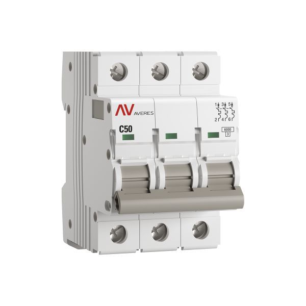 mcb6-3-50C-av_1.jpeg Выключатель автоматический модульный 3п C 50А 6кА AV-6 AVERES EKF mcb6-3-50C-av — изображение 1