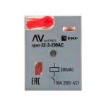 Реле промежуточное RPAt 22/3 10А 230В AC с кнопкой и мех. индикацией AVERES EKF rpat-22-3-230AC — изображение 2
