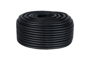 Труба гофрированная ПВХ d25мм с протяжкой черн. (уп.50м) Plast EKF tg-z-25-50-black